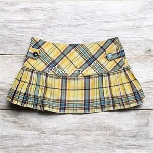 Abercrombie & Fitch Yellow Plaid Pleated Mini Skirt Peekaboo Lace NWT Vintage 2